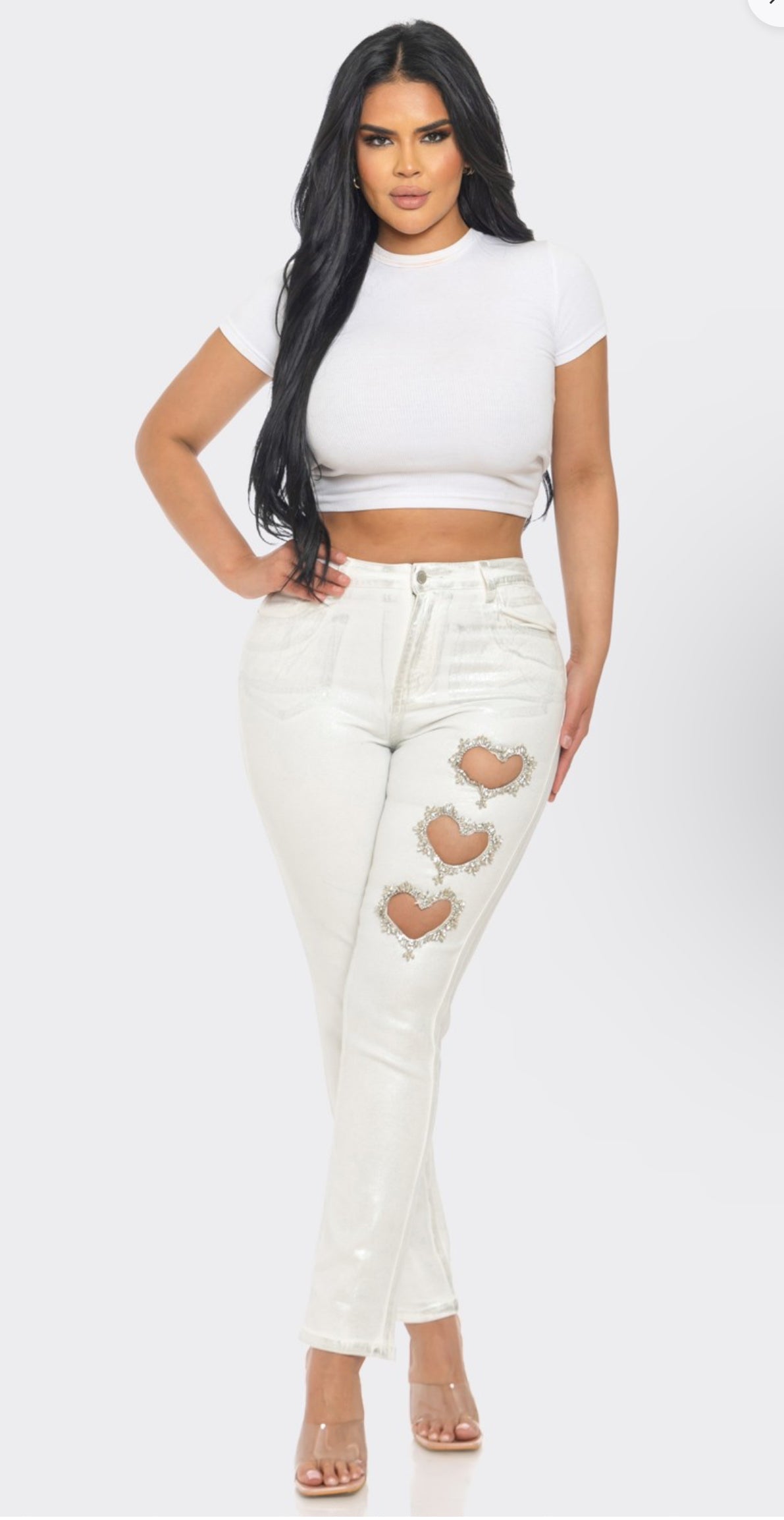 Metallic White Jean