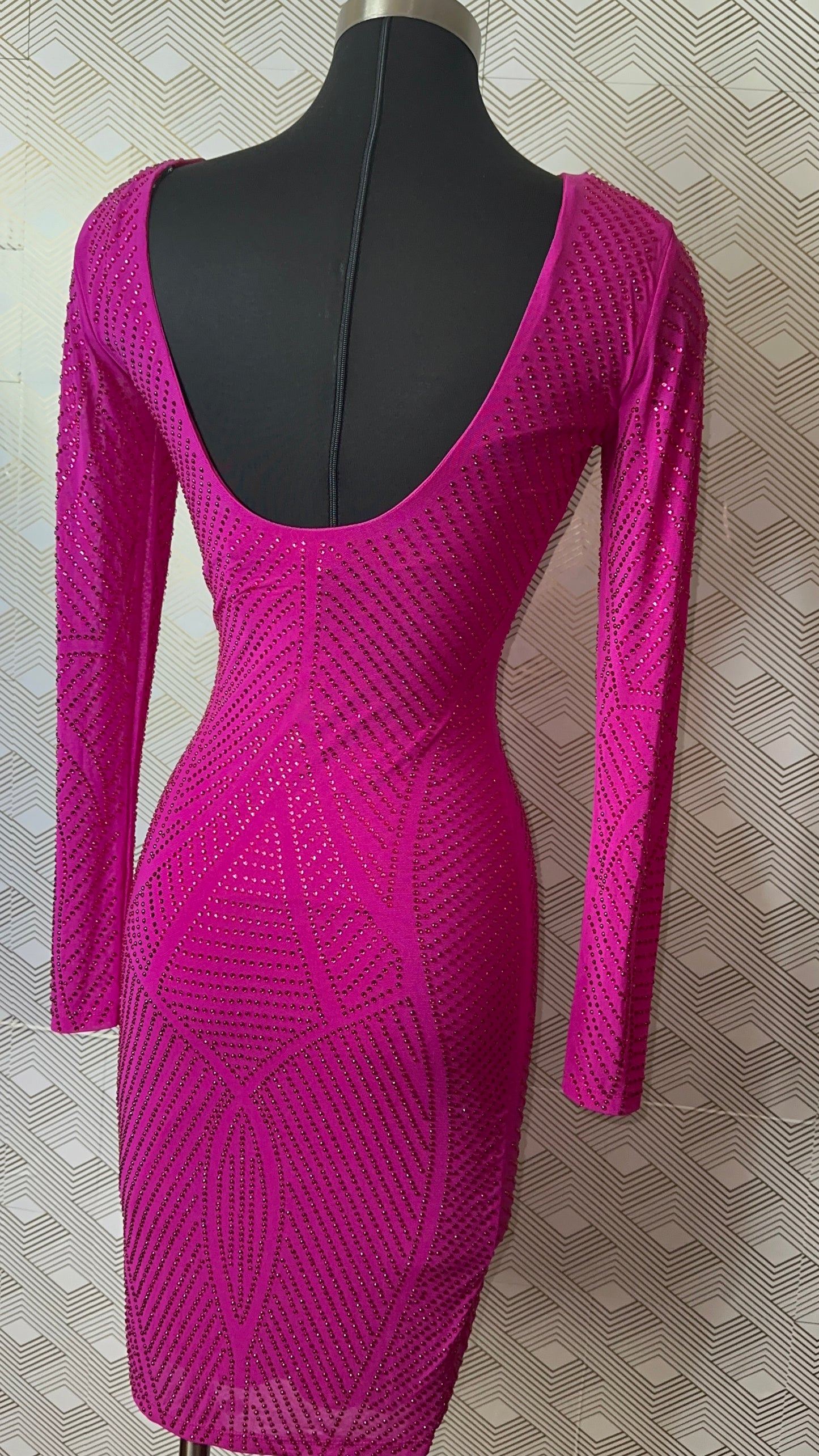 Rhinestone front and back mini dress
