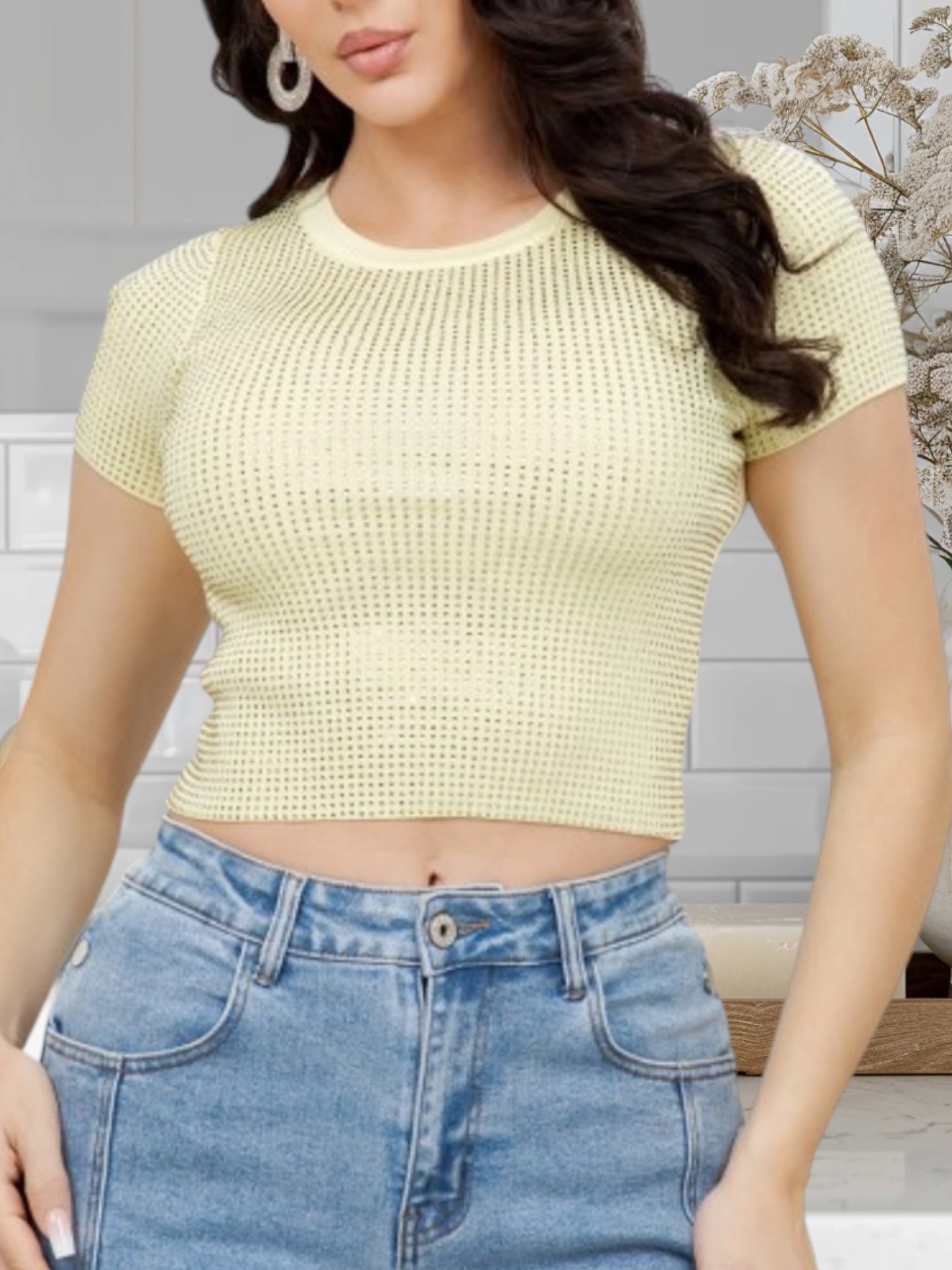 Crop Top W/Rhinestones