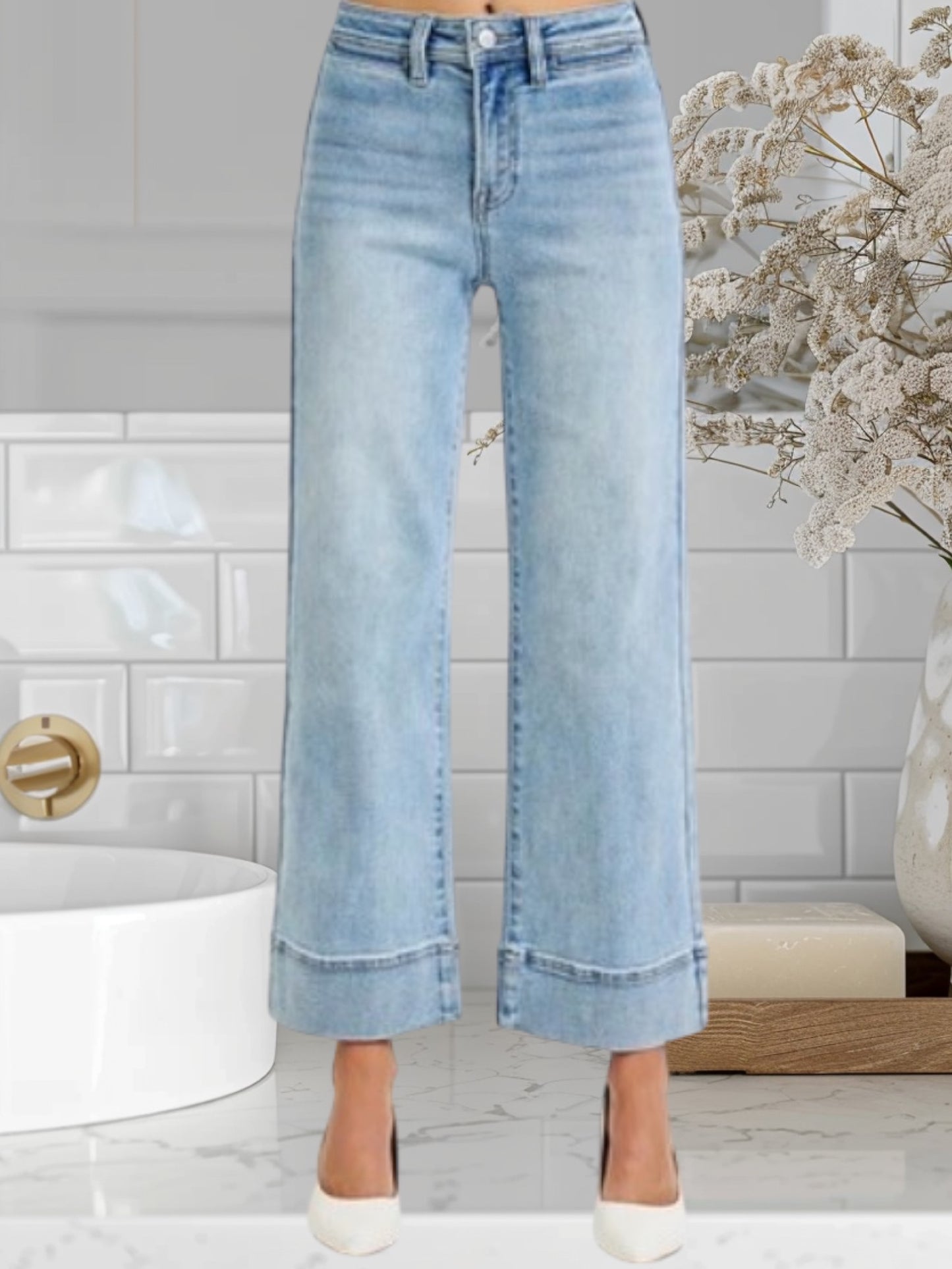 High Rise Crop Wide Jeans 20HD