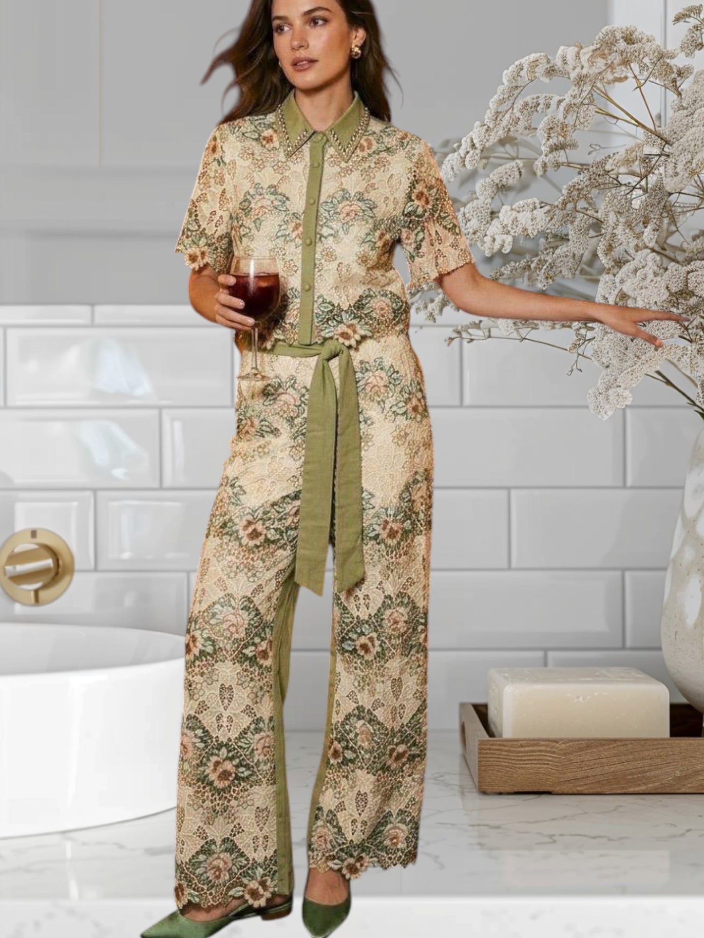 2 Pcs Floral Set