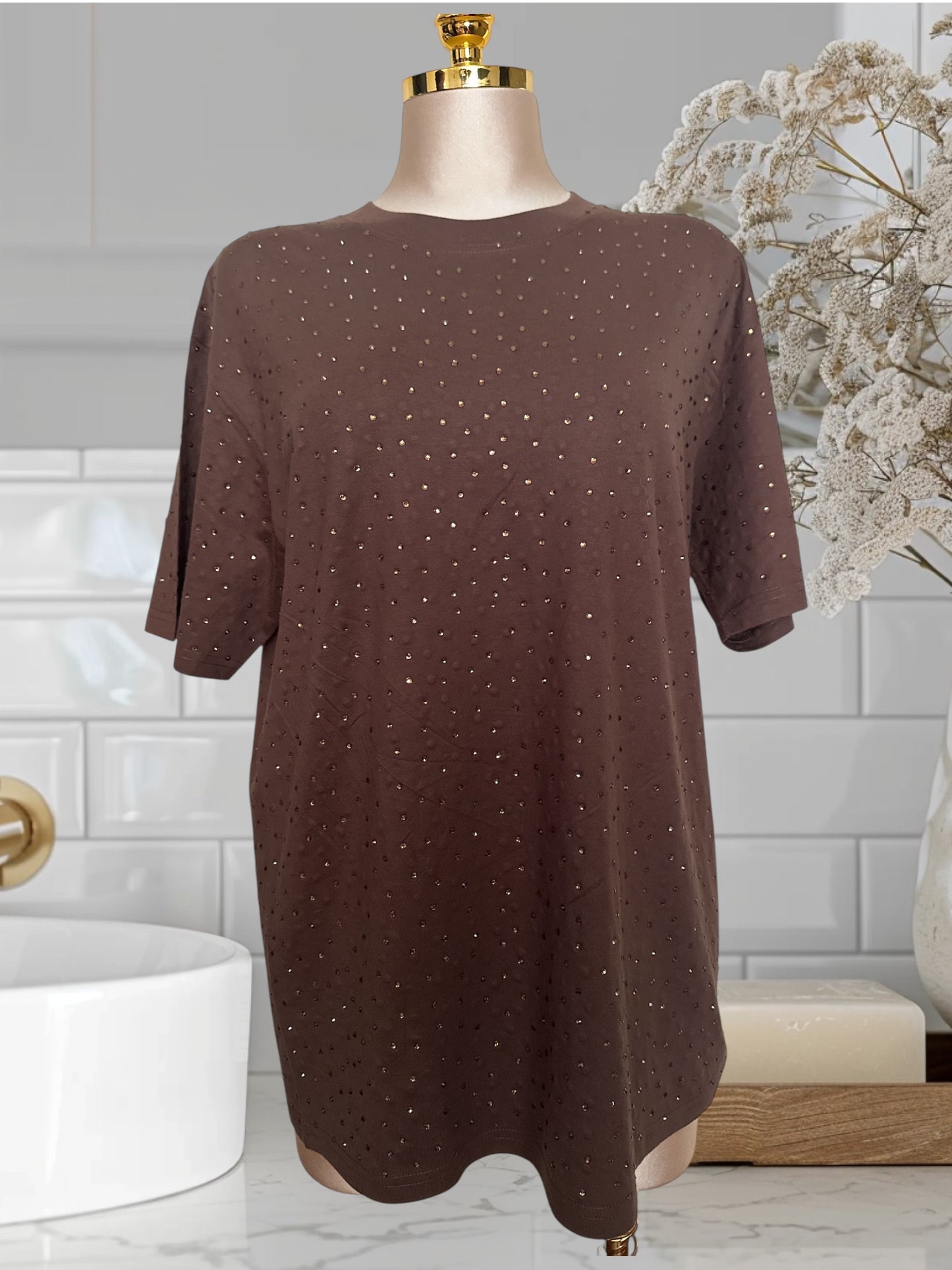 Oversized T-Shirts W/Rhinestones