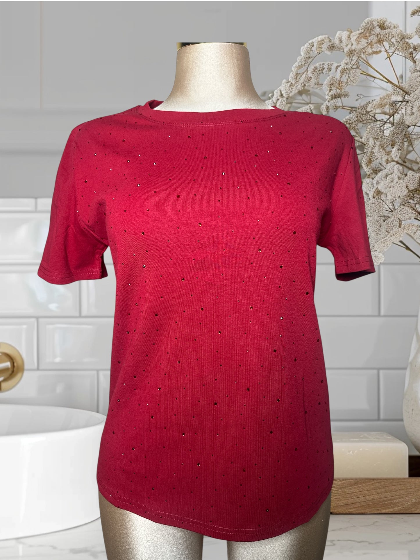 T-Shirt W/ Rhinestos