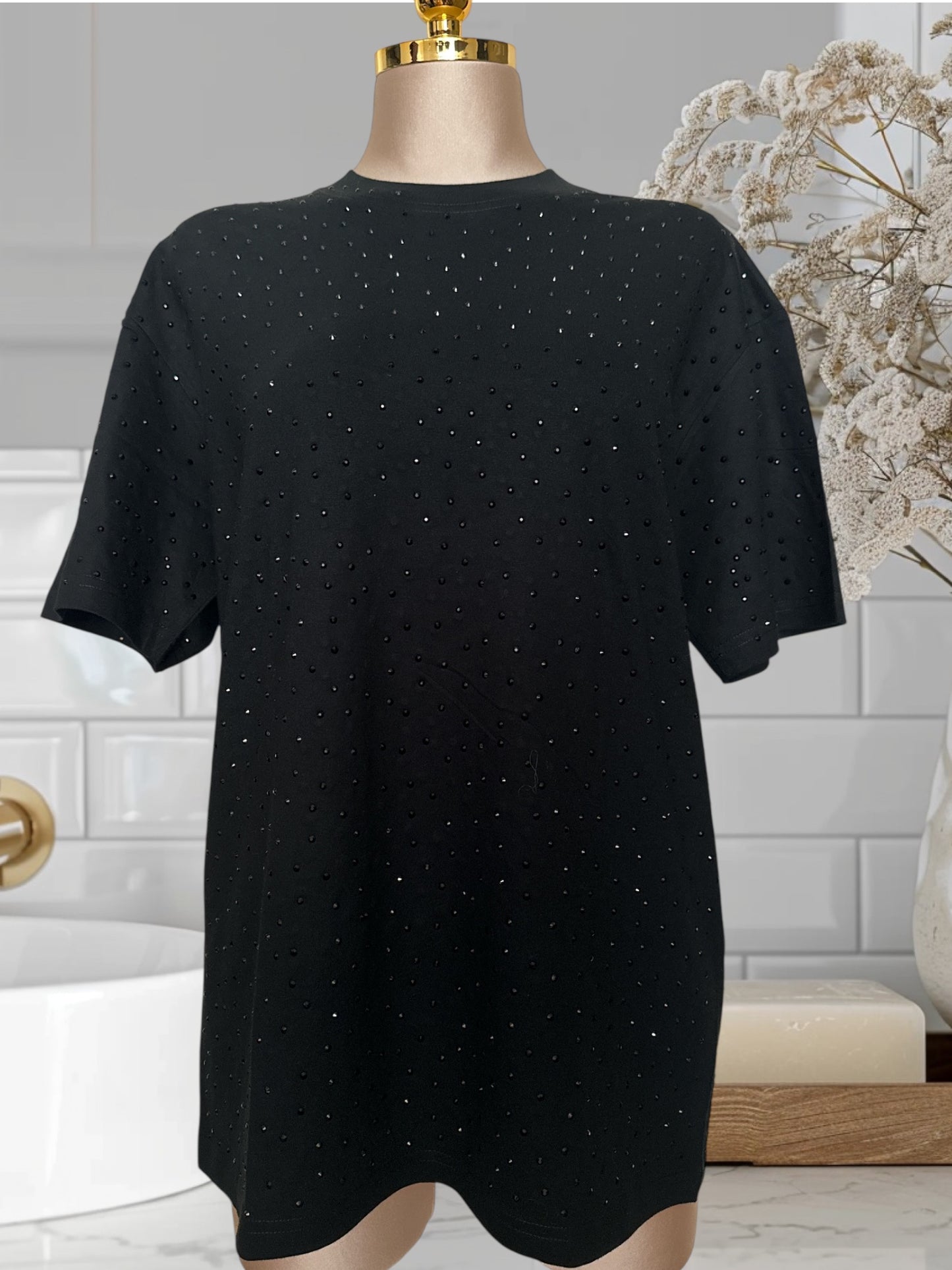 Oversized T-Shirts W/Rhinestones