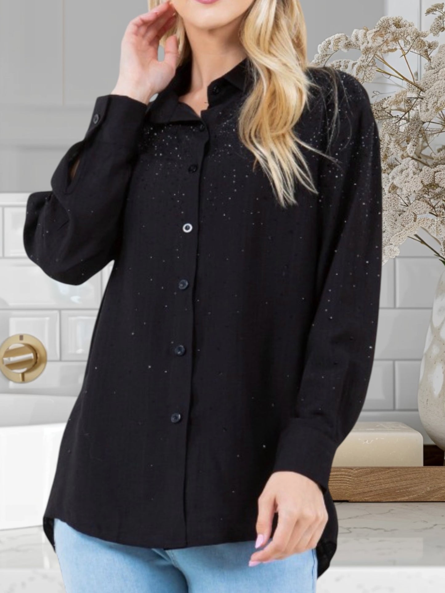 Blouse W/Rhinestones C01