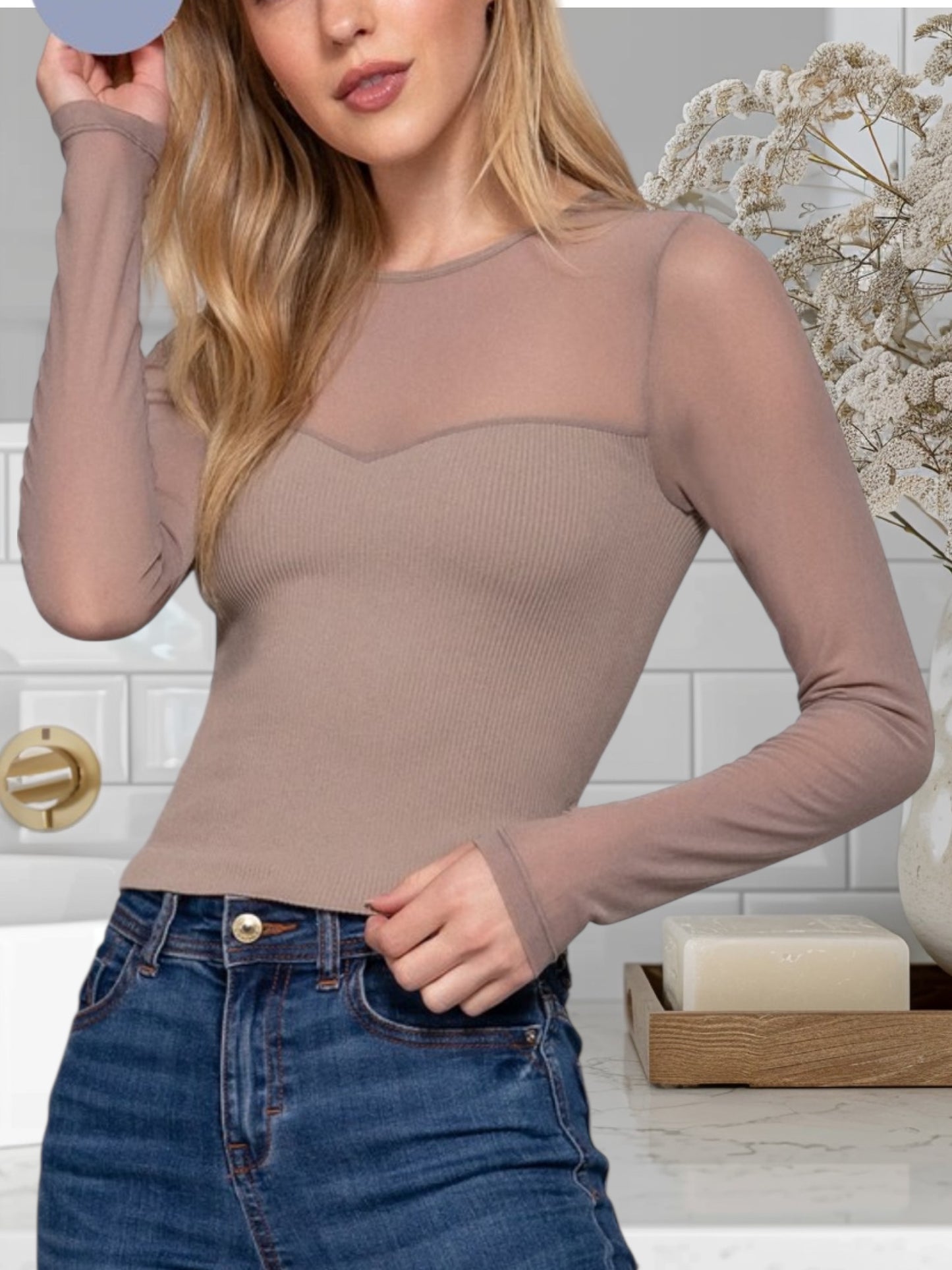 Manga Larga Mesh Top