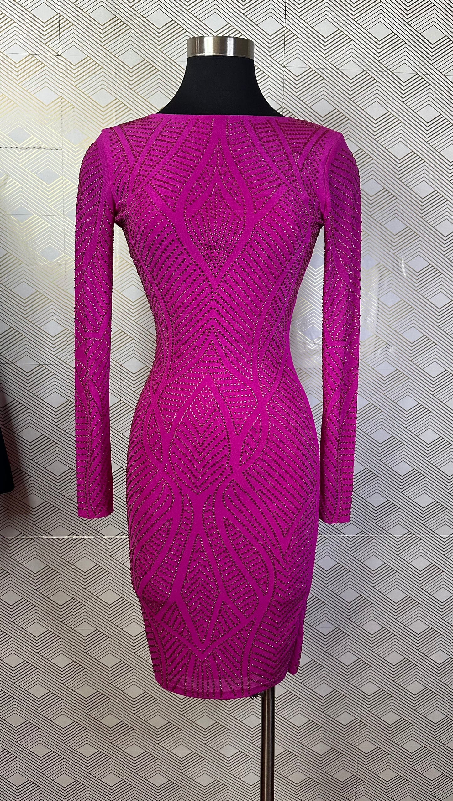 Rhinestone front and back mini dress