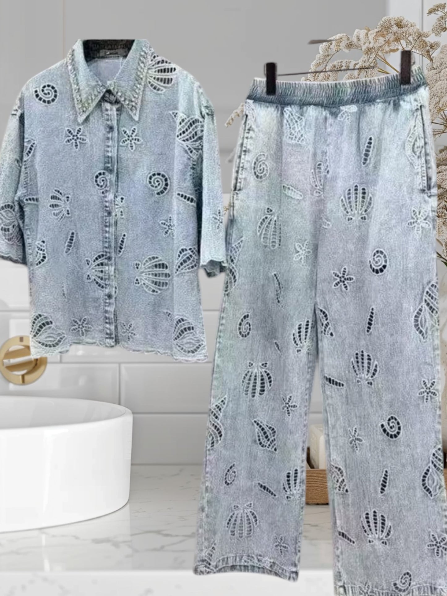 Sea Detail Denim Set