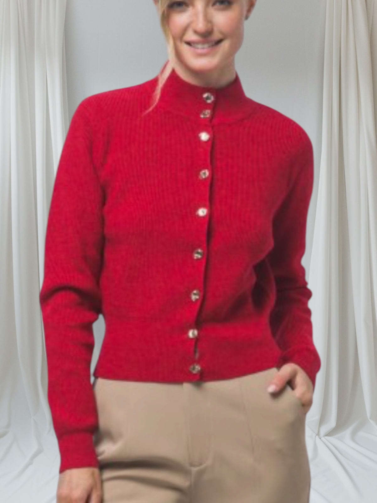 Mock Neck Cardigan
