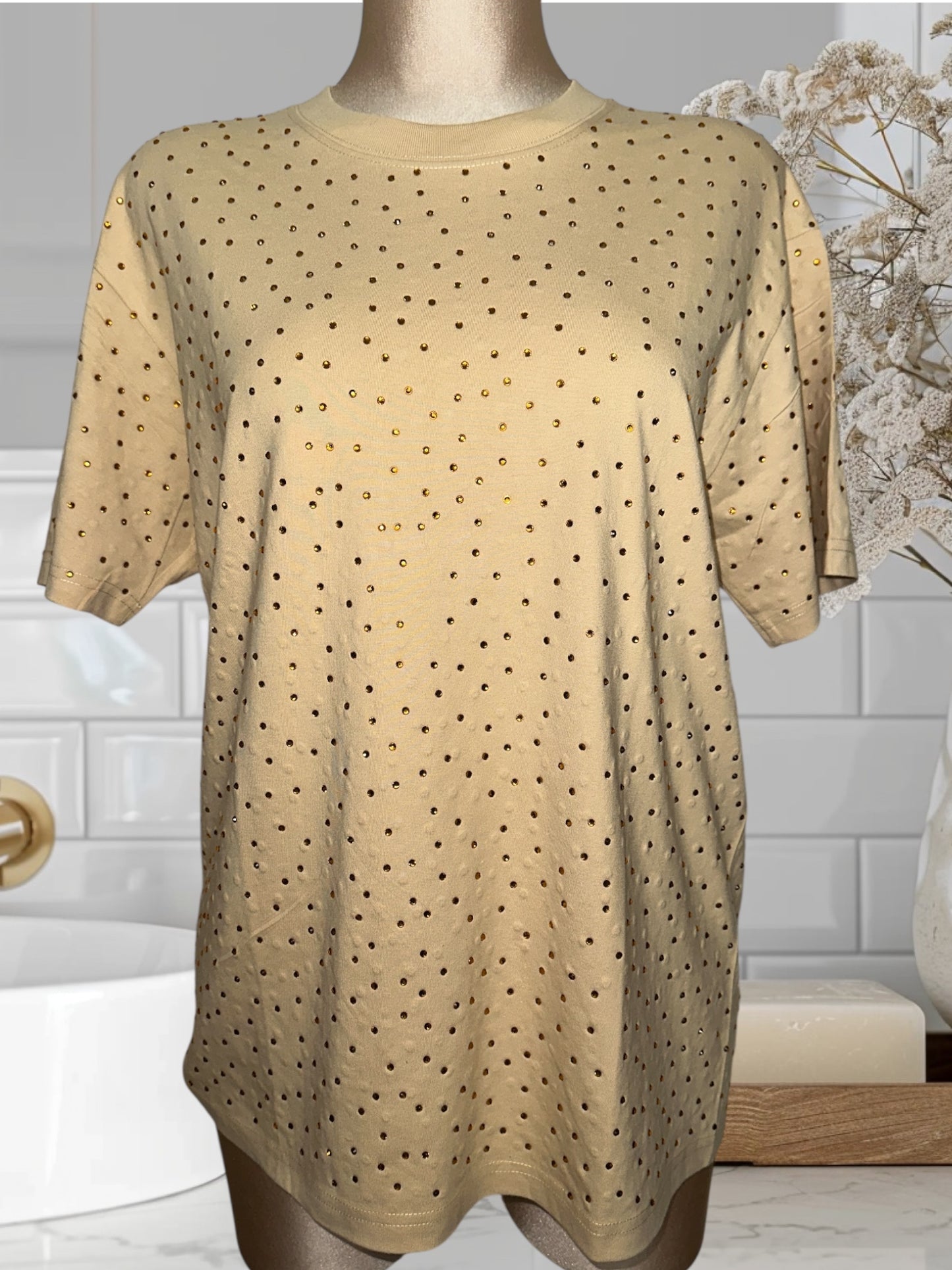 Oversized T-Shirts W/Rhinestones