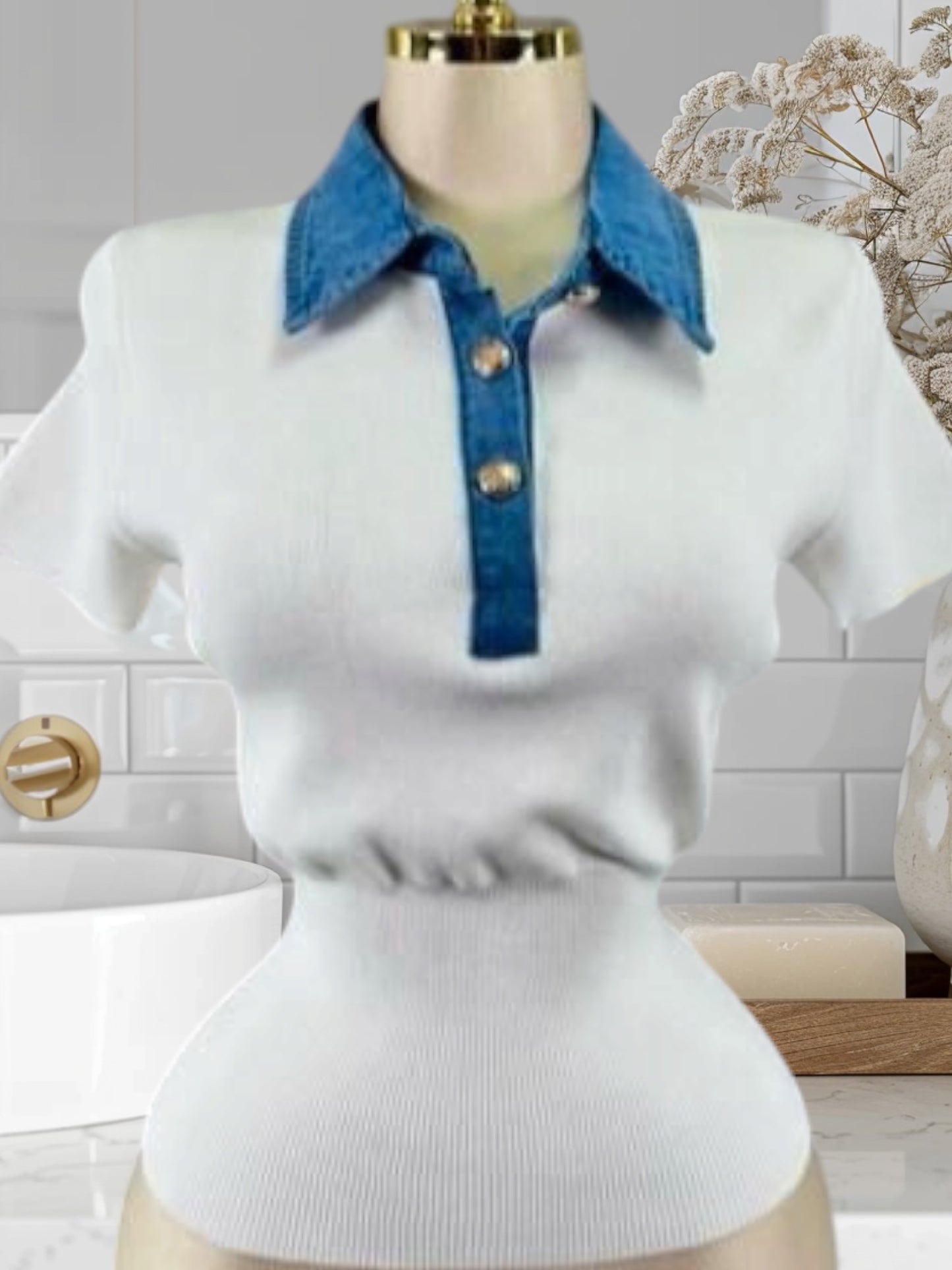 Blouse W/Demin
