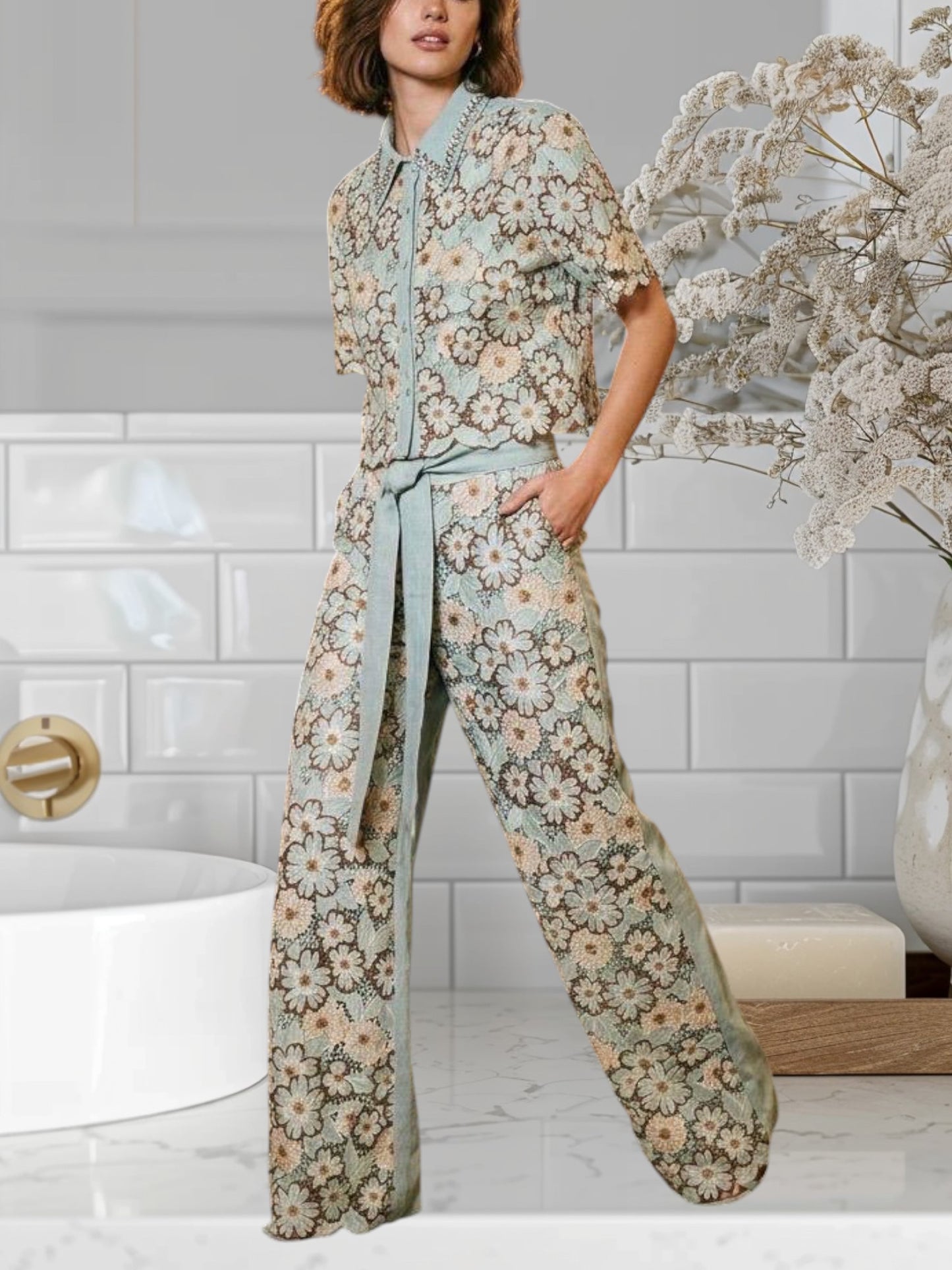 2 Pcs Floral Set