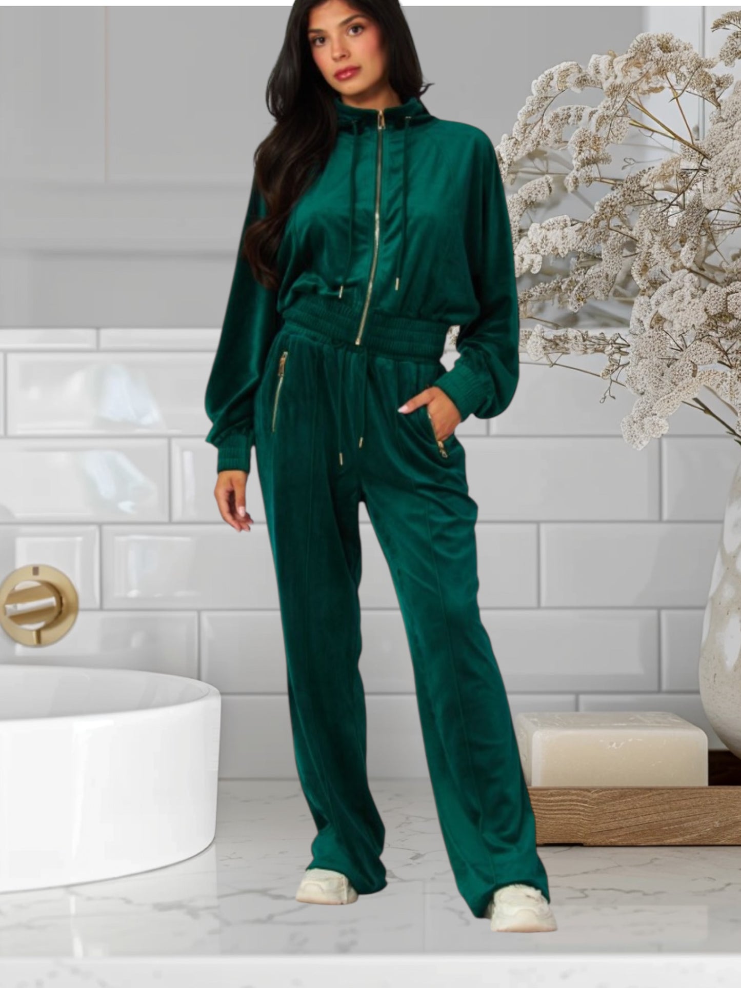 Velvet 2pcs Pants Set