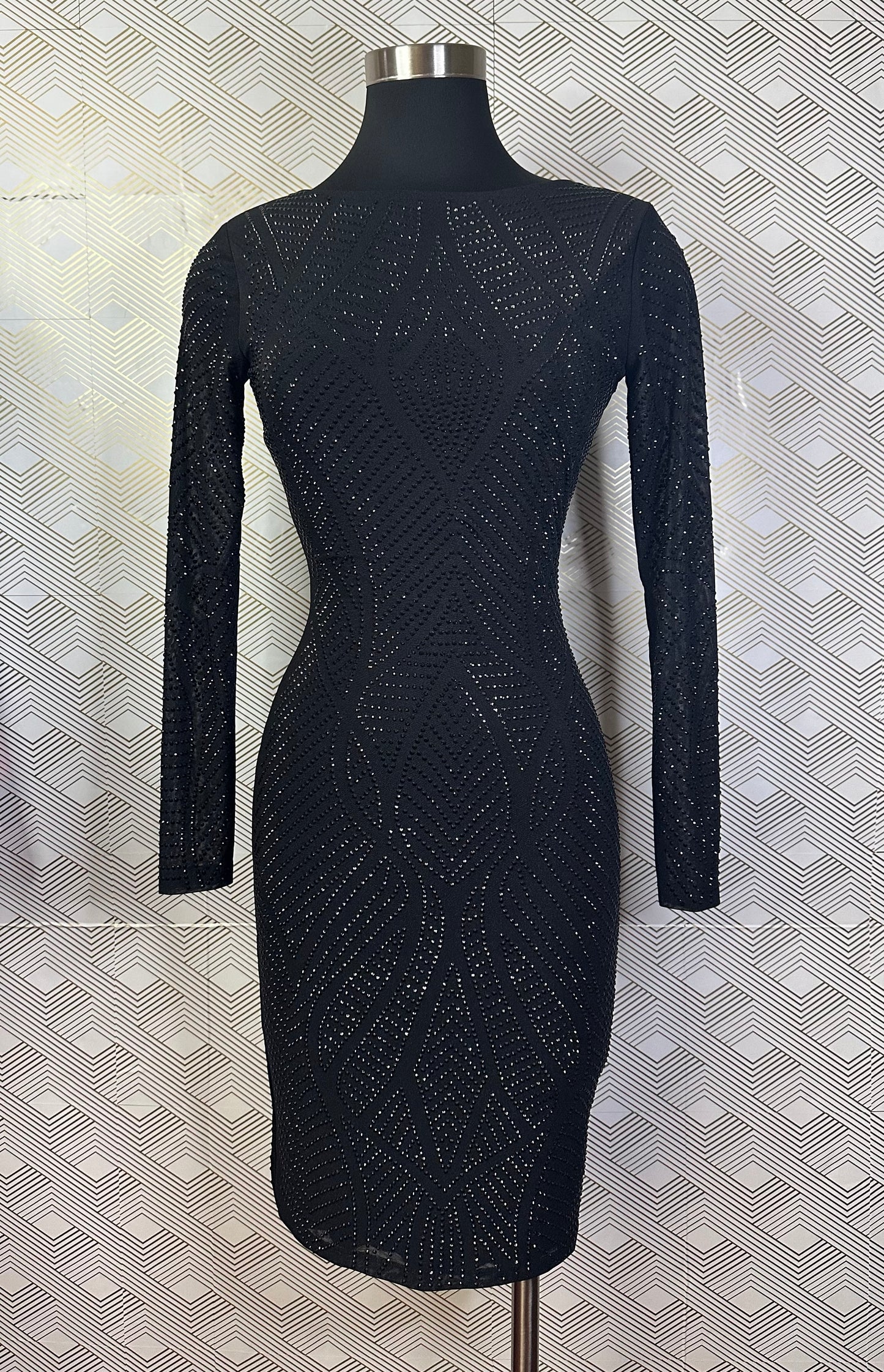 Rhinestone front and back mini dress