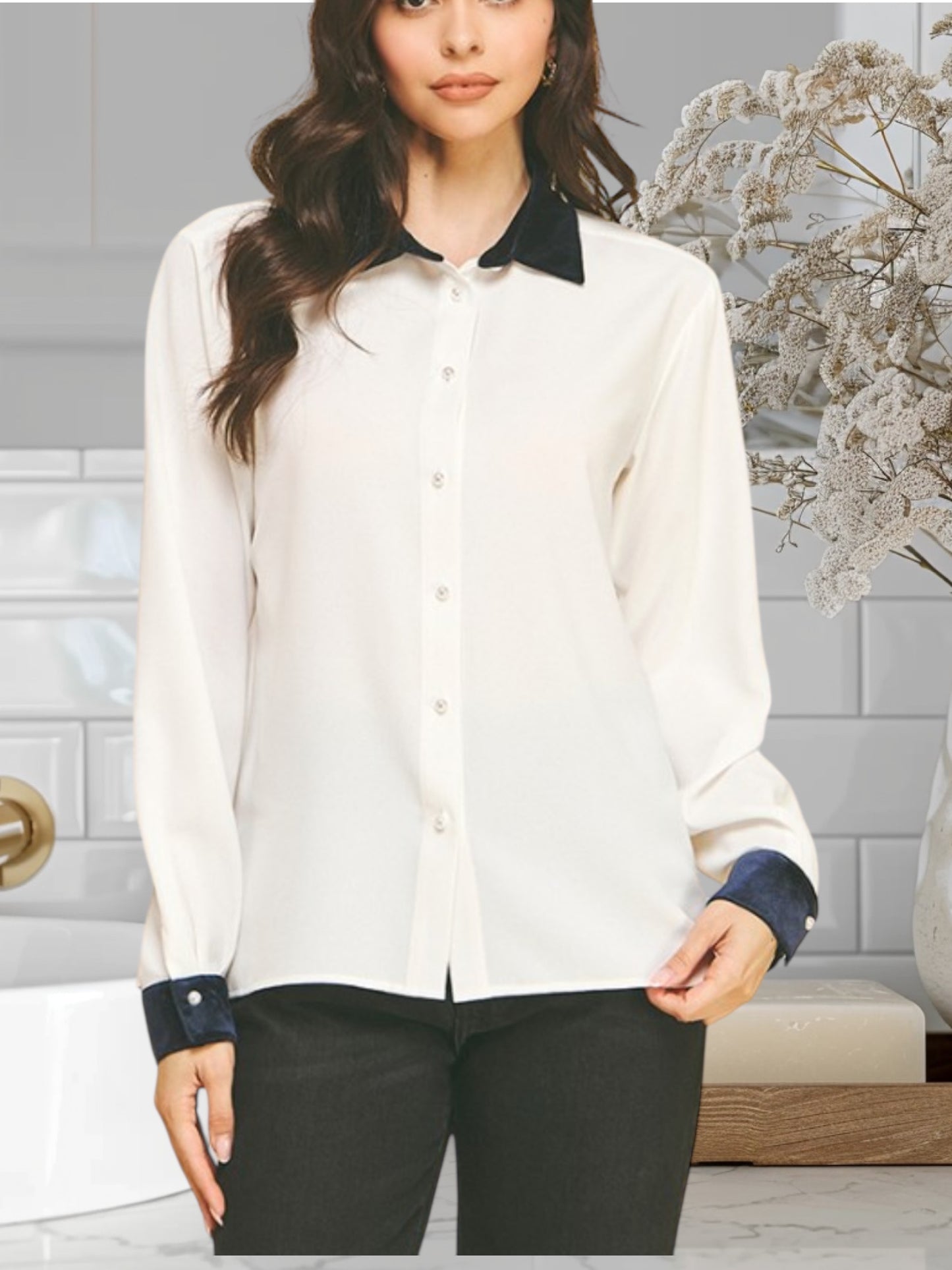 Velvet Collar Shirt