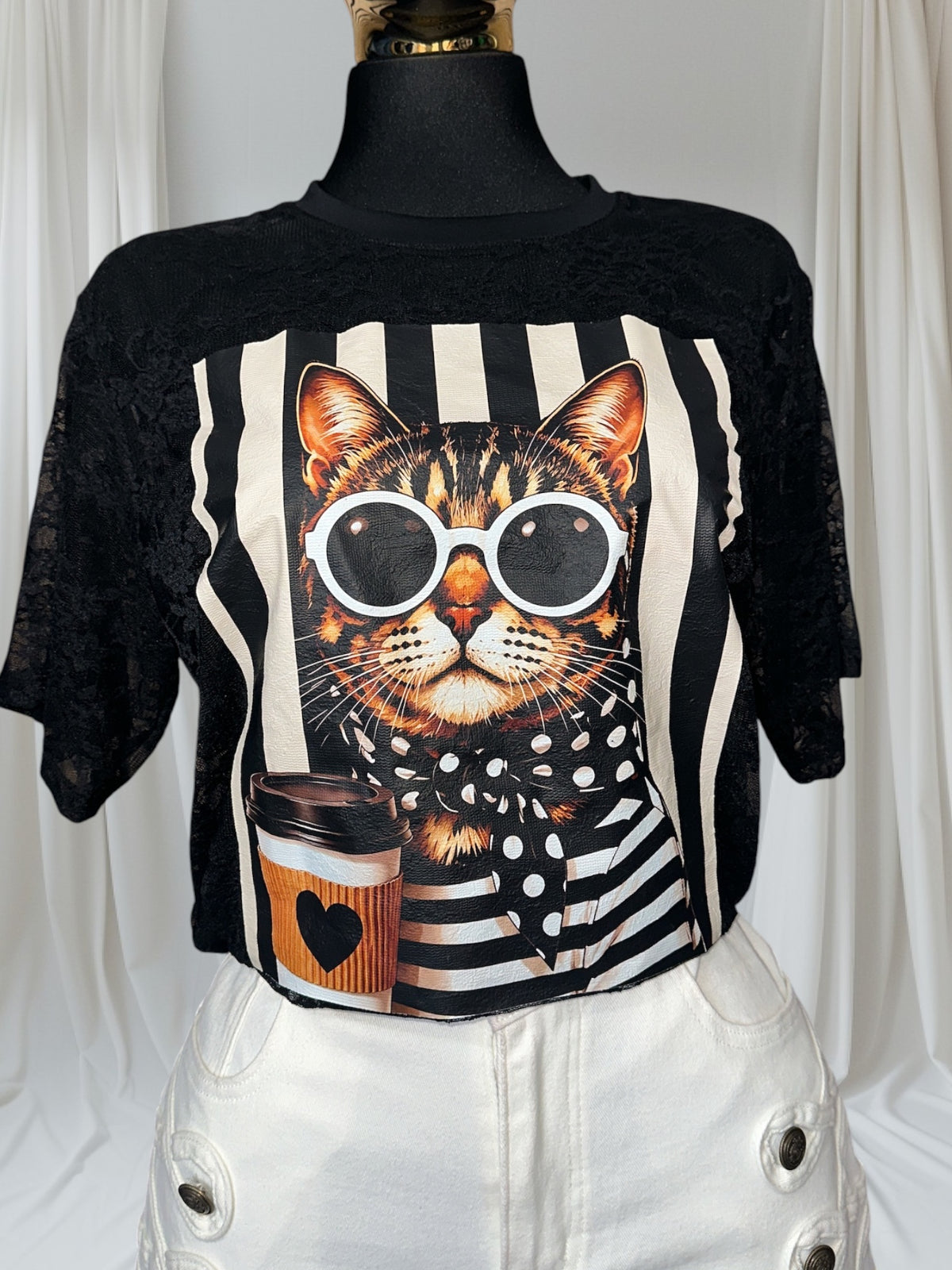 Coffee Cat Lace Shirt