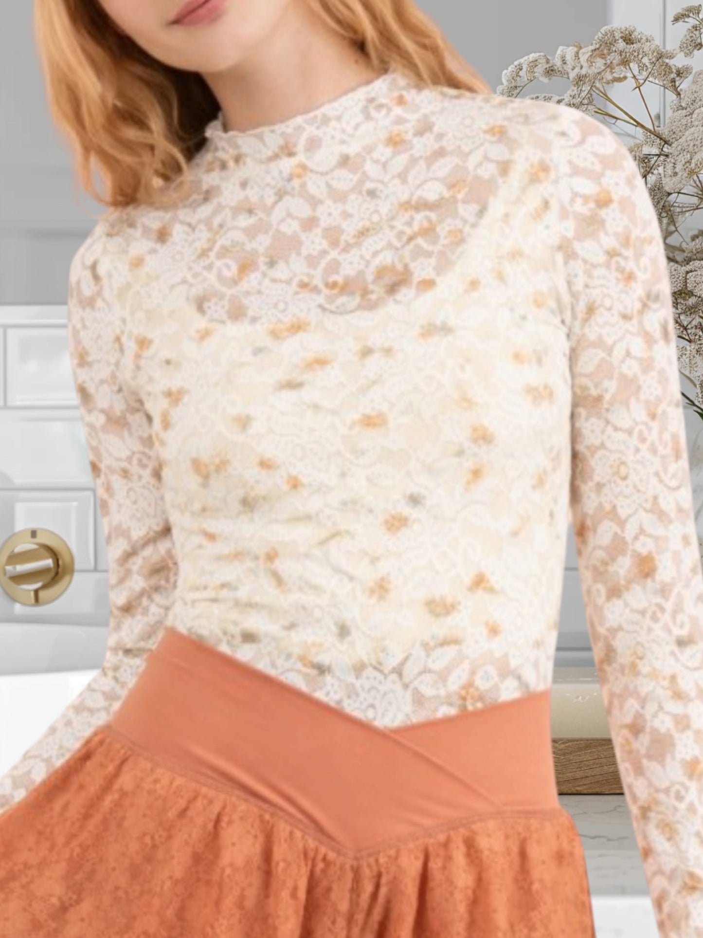 Rose Yellow Mesh Top