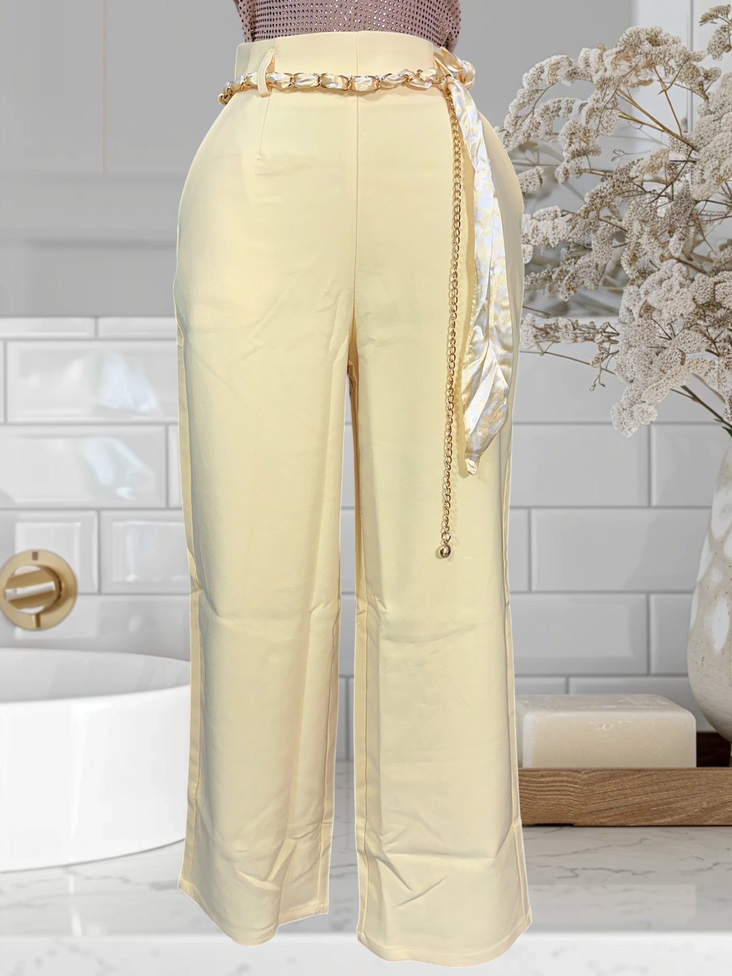 High Rise Pants W/Belt K-241