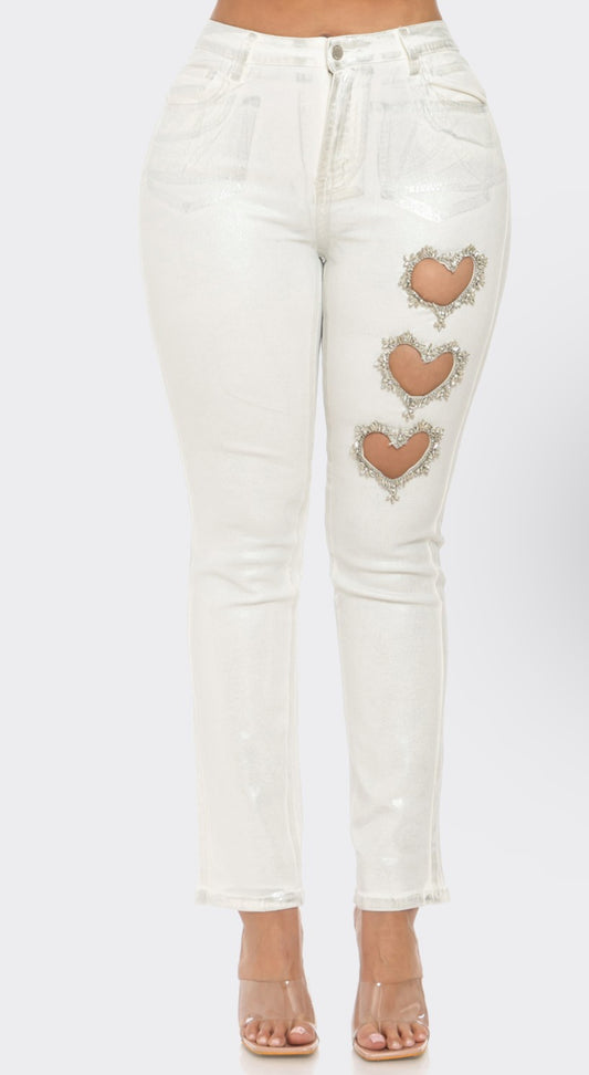 Metallic White Jean