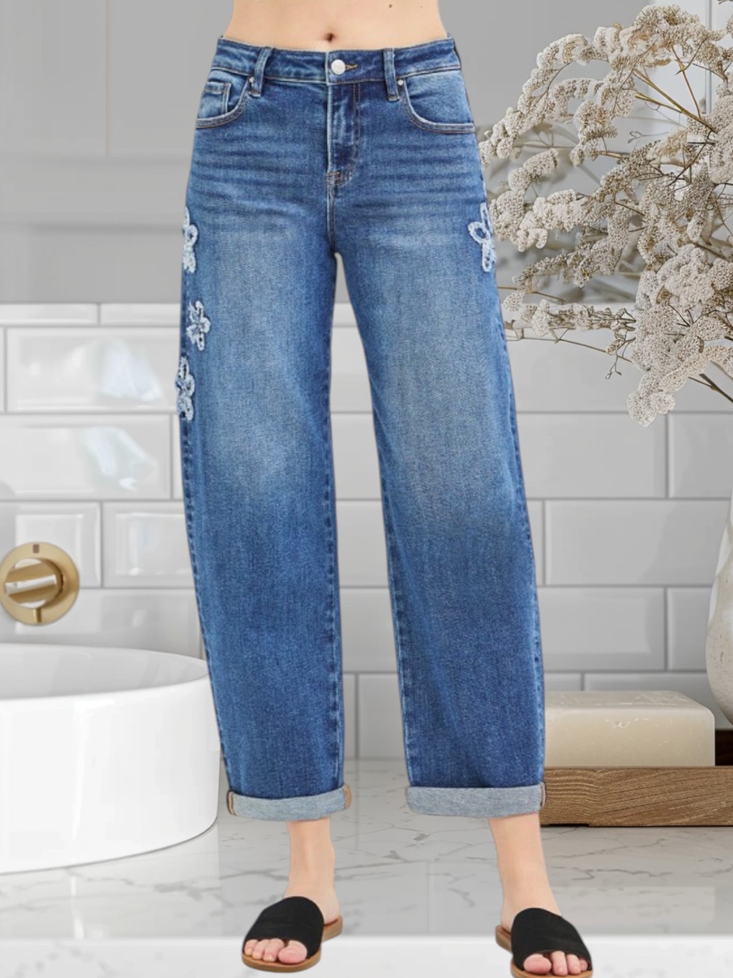Barrel Jean W/Flower Patch 1732