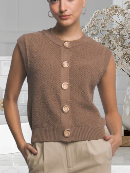 Knit Vest W/Buttons