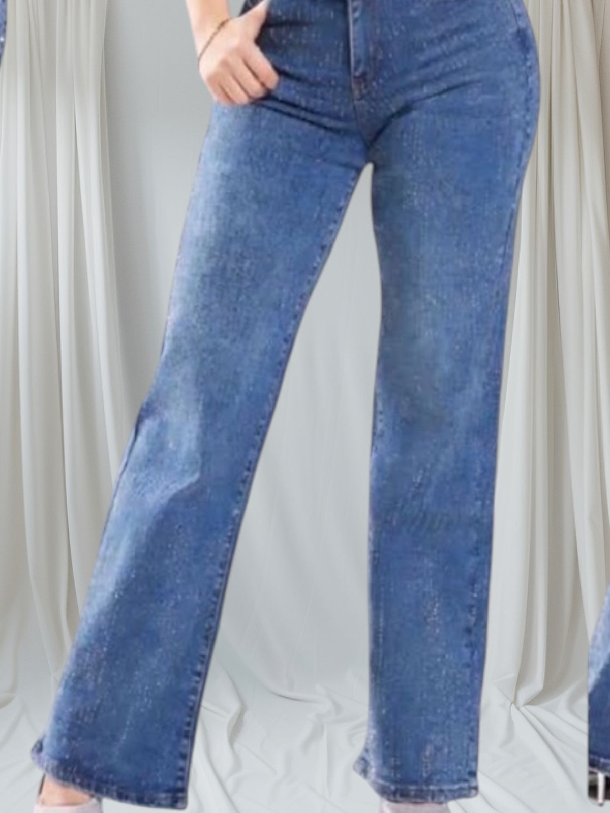 Wide Lege Jean Full Rhinestone F23