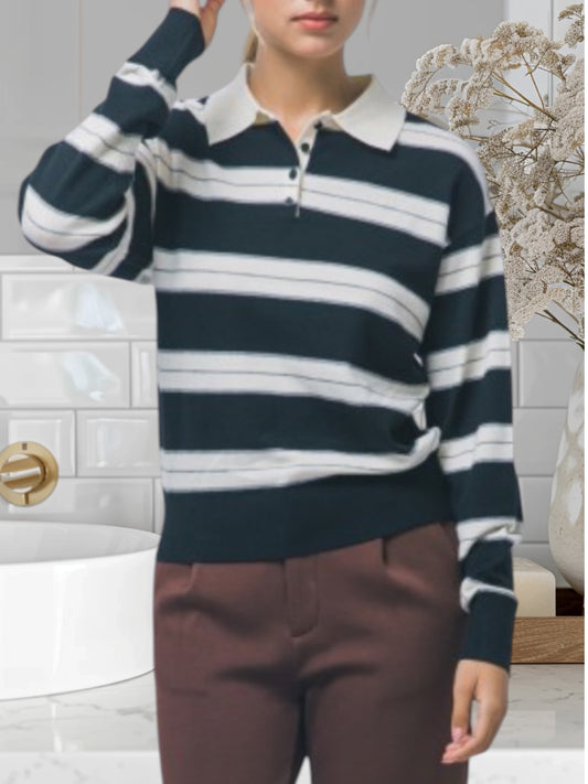 Stripe Polo Cardigan