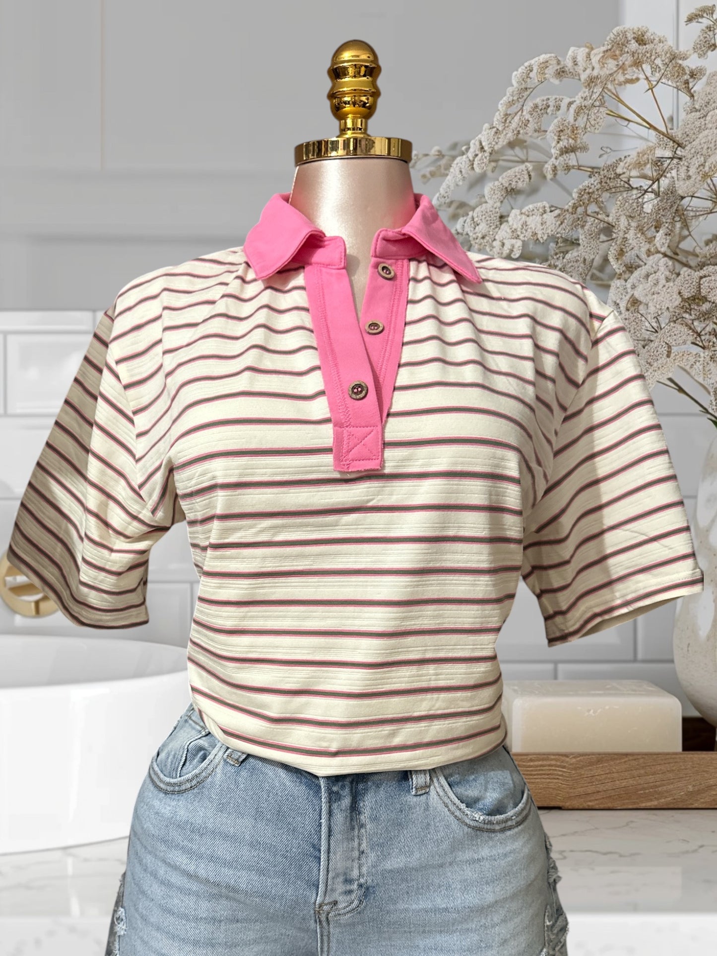 Stripe Polo Oversized