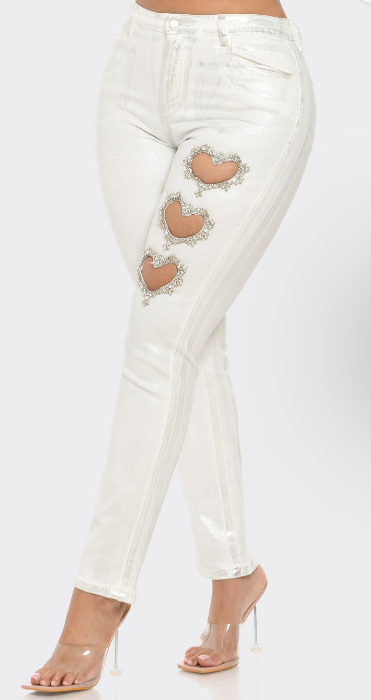 Metallic White Jean