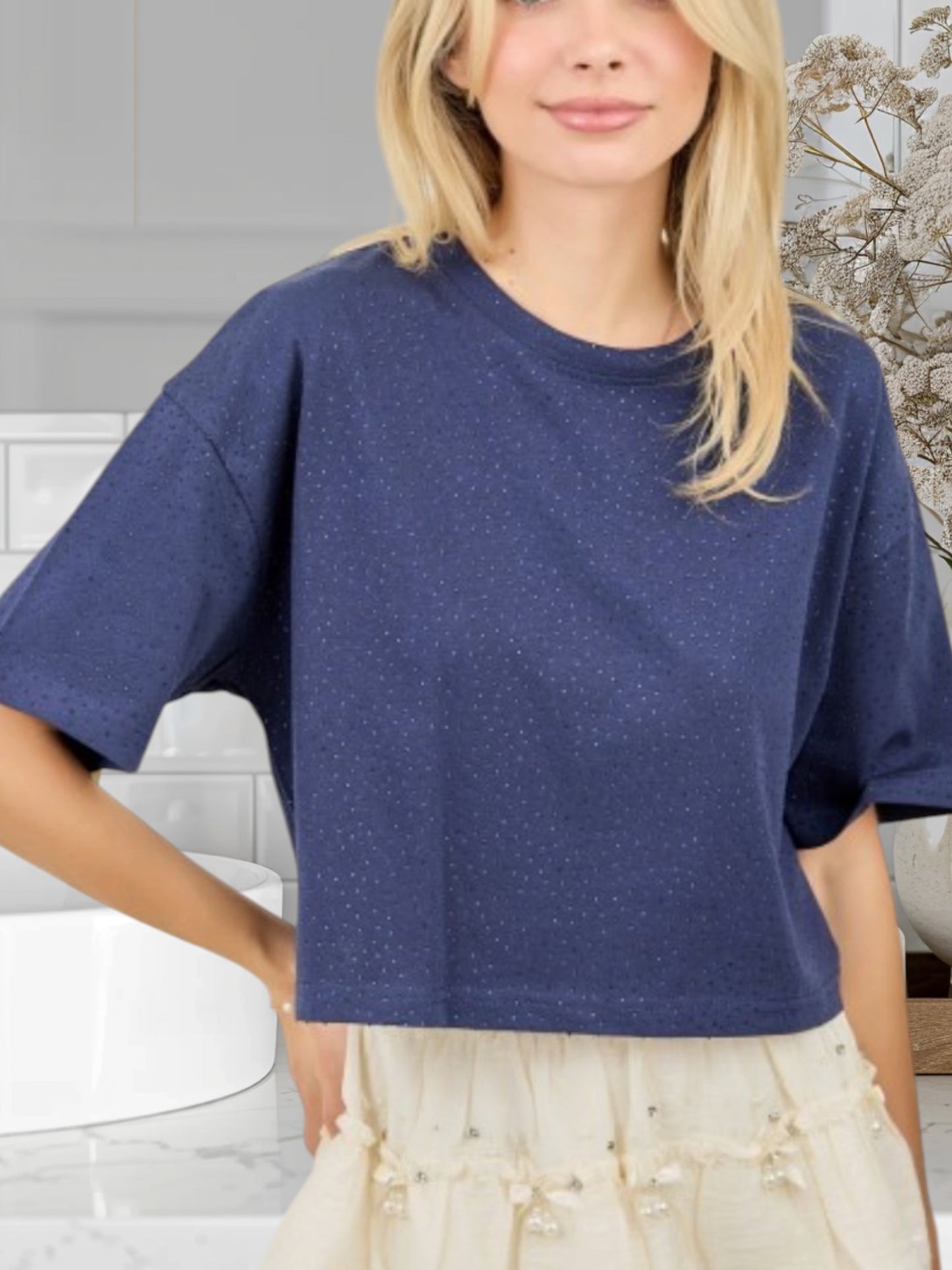 Crop Top W/Rhinestones