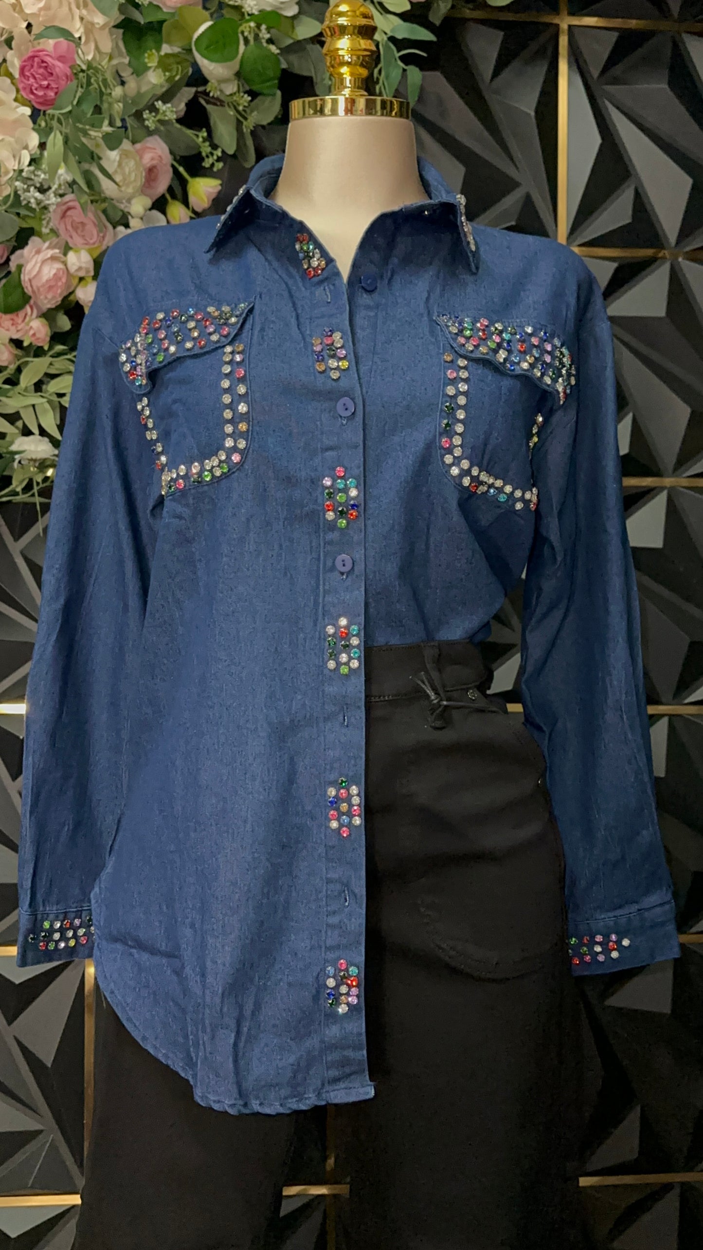 Embellished Denim Blouse