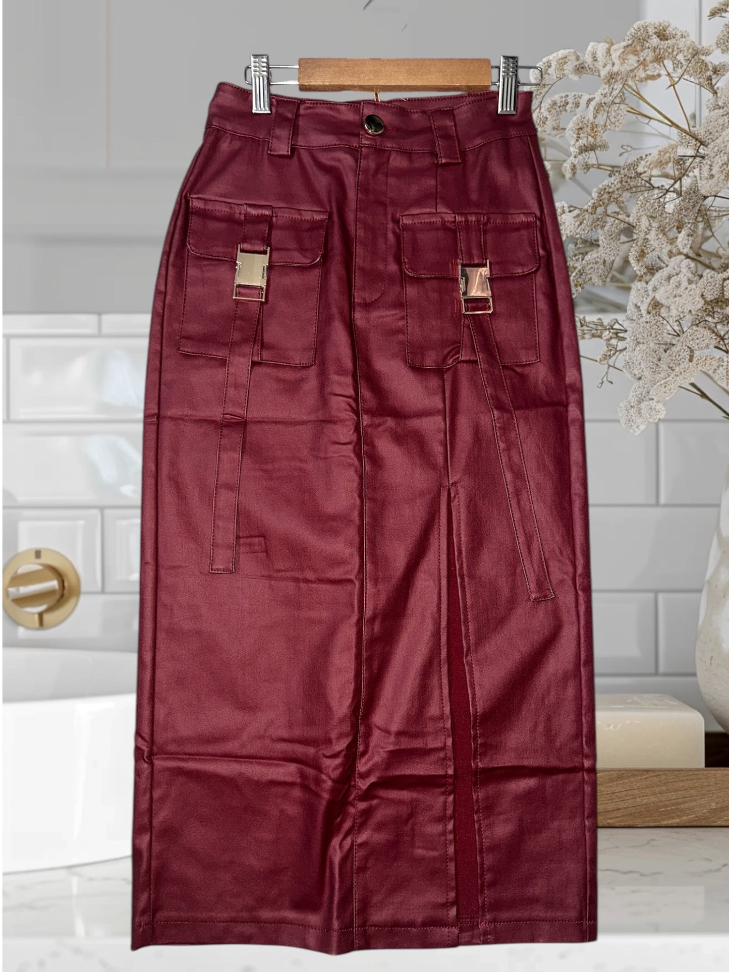 Metallic Cargo Skirt