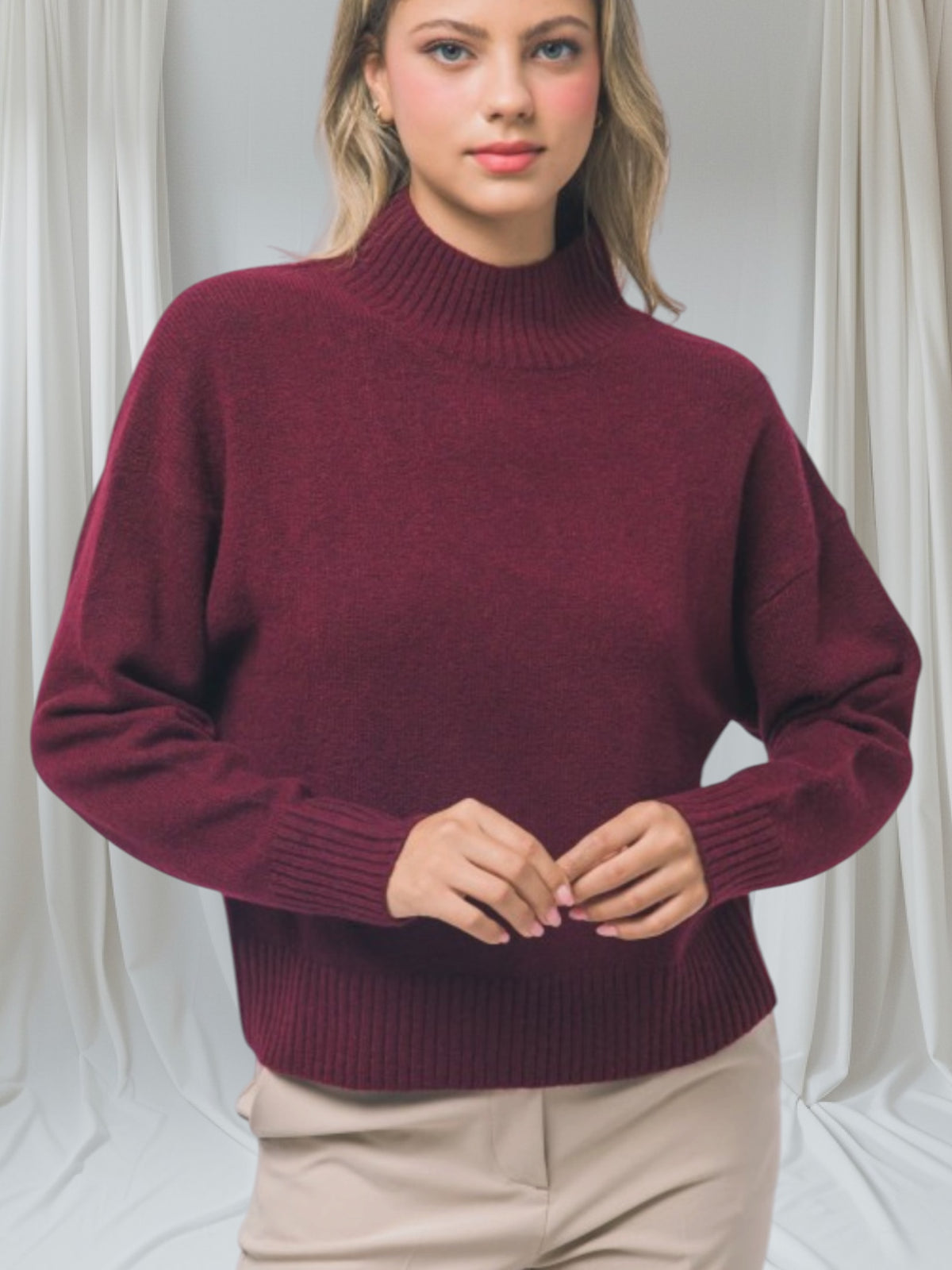 Mock Neck Knit Sweater