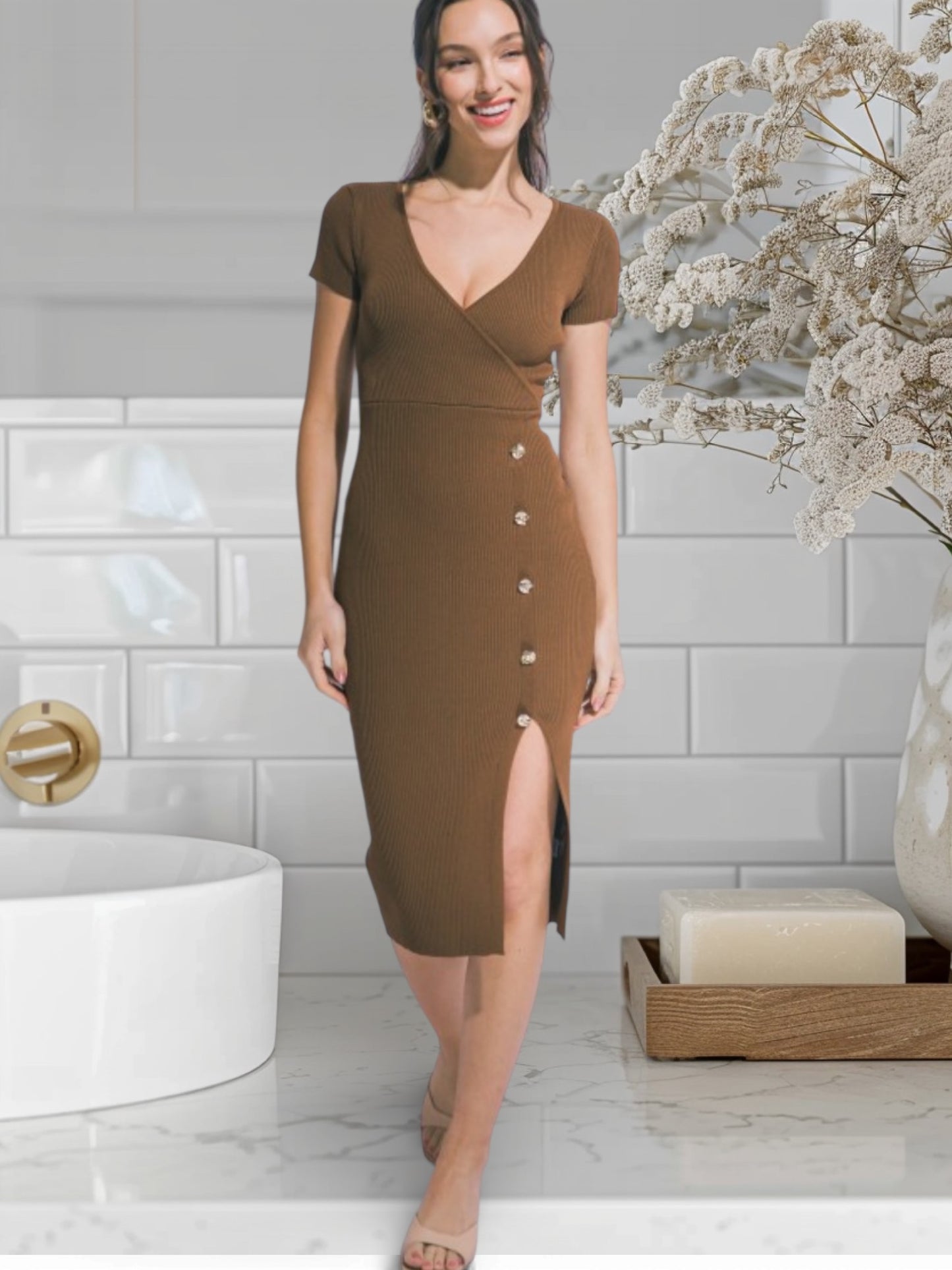 Short Sleeve Mide Dress