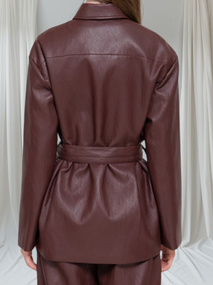 Belted Faux Leather Jacket
