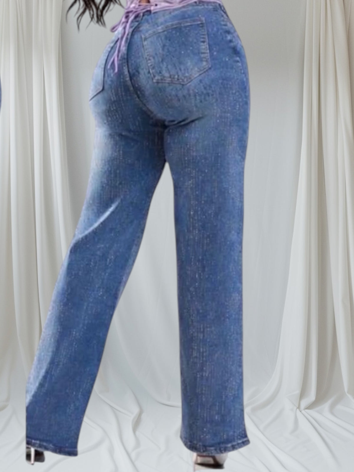 Wide Lege Jean Full Rhinestone F23