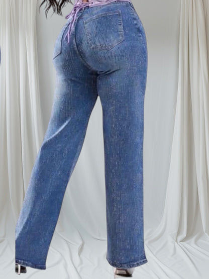 Wide Lege Jean Full Rhinestone F23