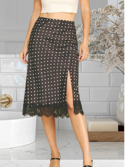 SatinPolka Dots W/Lace Skirt