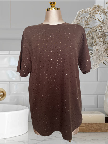 Oversized T-Shirts W/Rhinestones