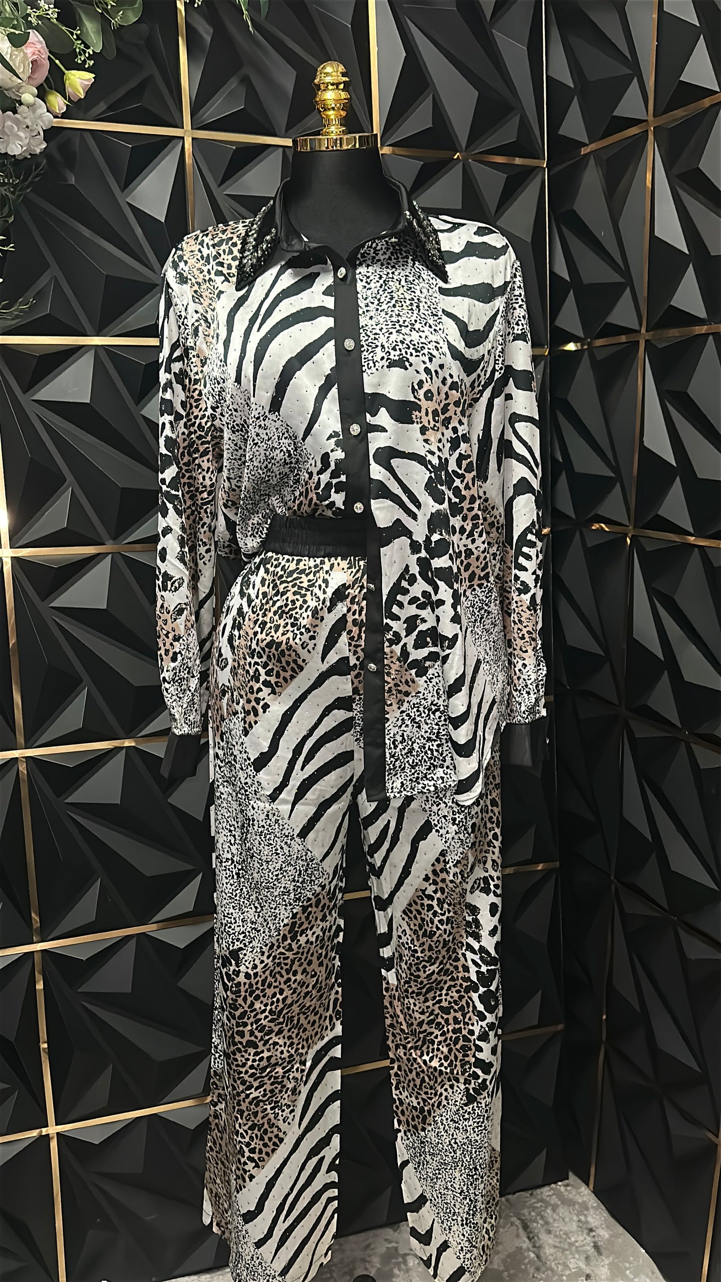 Zebra Set Con Rhinestones