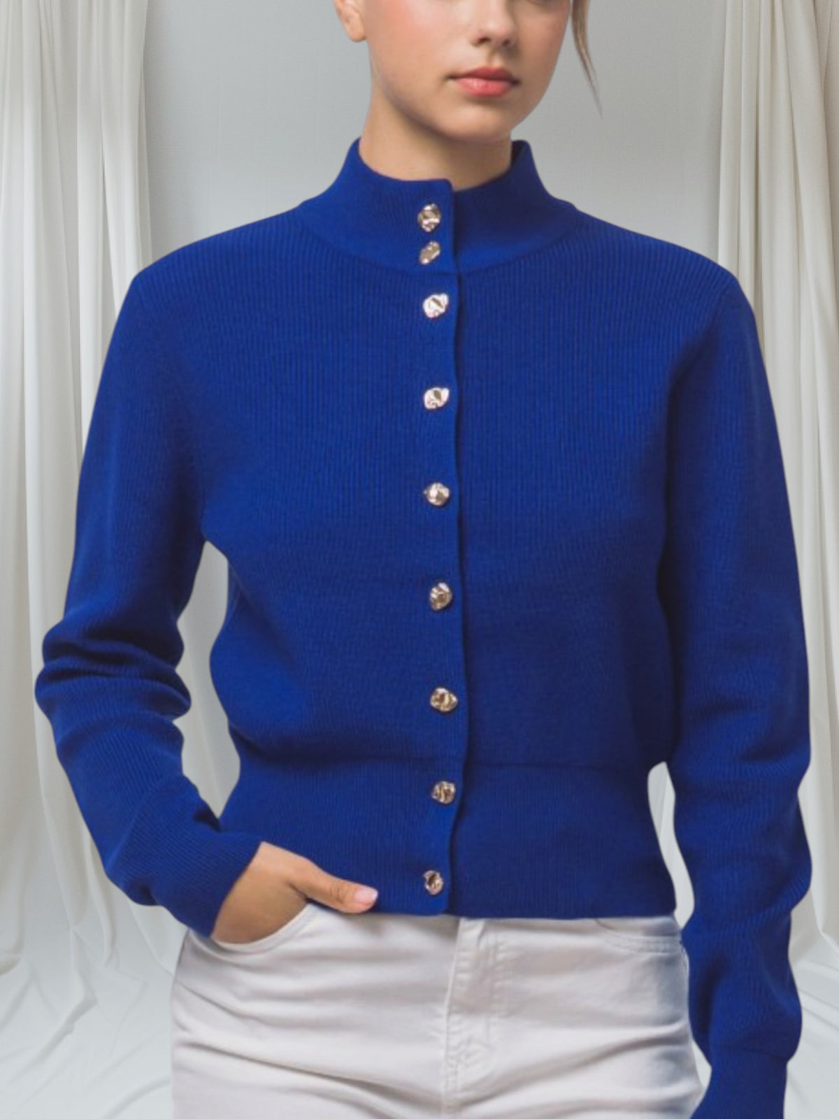 Mock Neck Cardigan