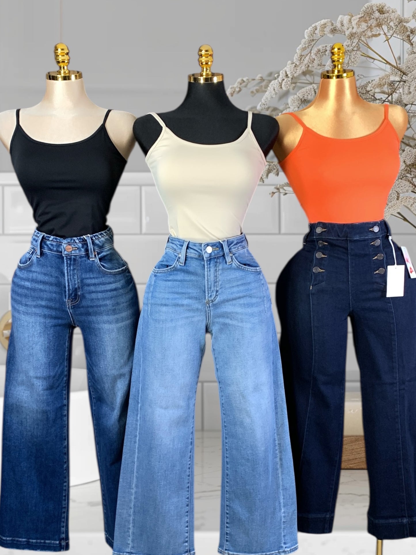 3 Basic Double Layered Tops Color Black/Orange/Beige