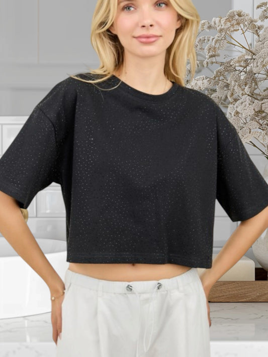 Crop Top W/Rhinestones