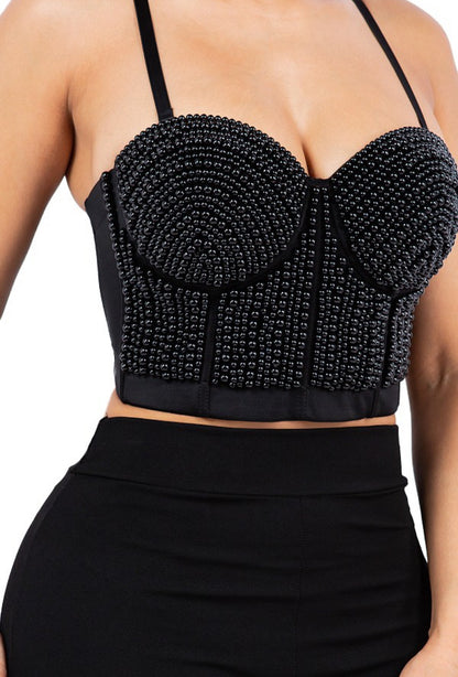 Pearl Corset  Crop Top