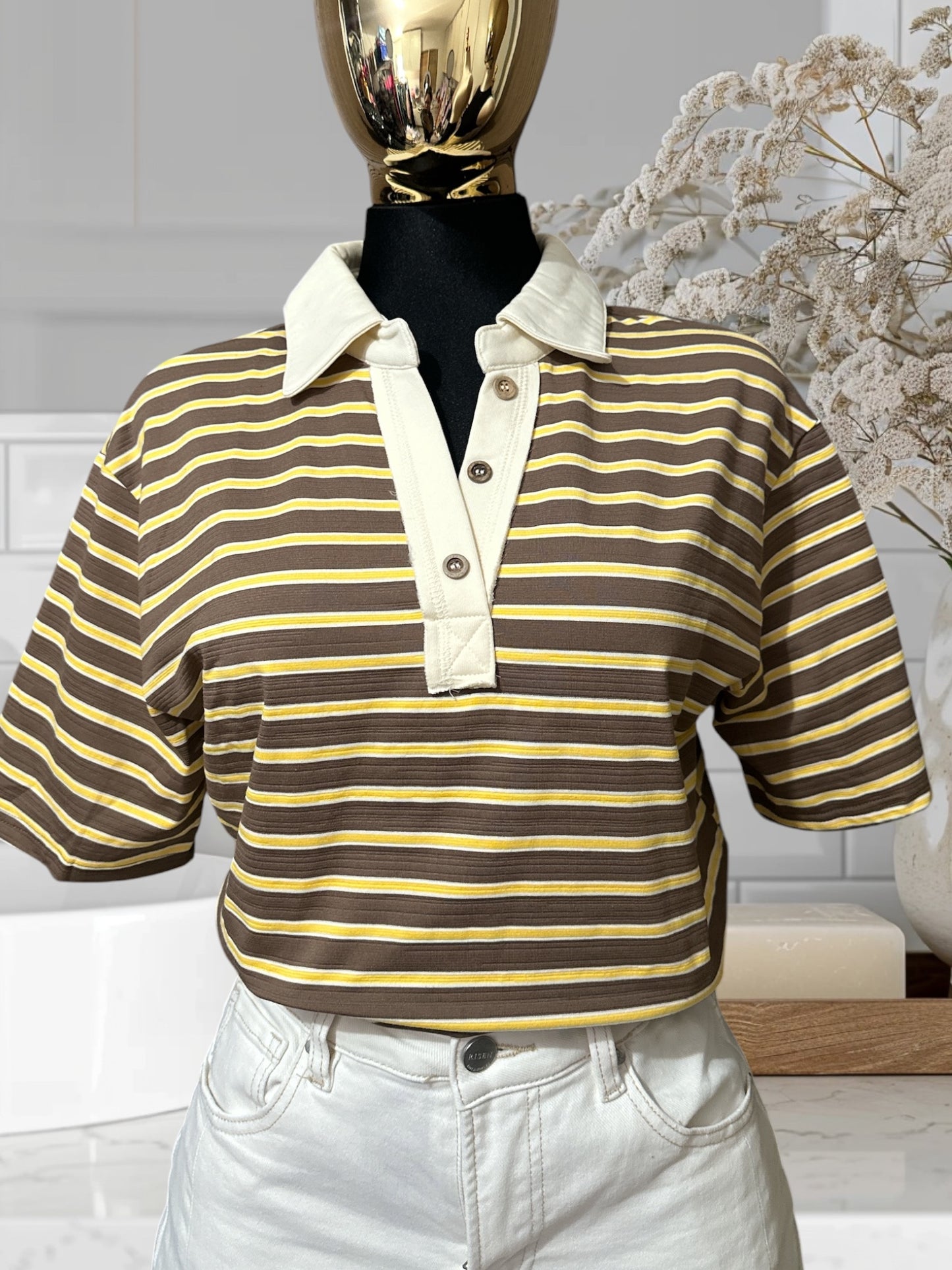 Stripe Polo Shirt Oversized