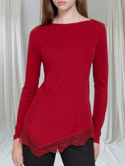 Long Sleeve Lace Knit Top