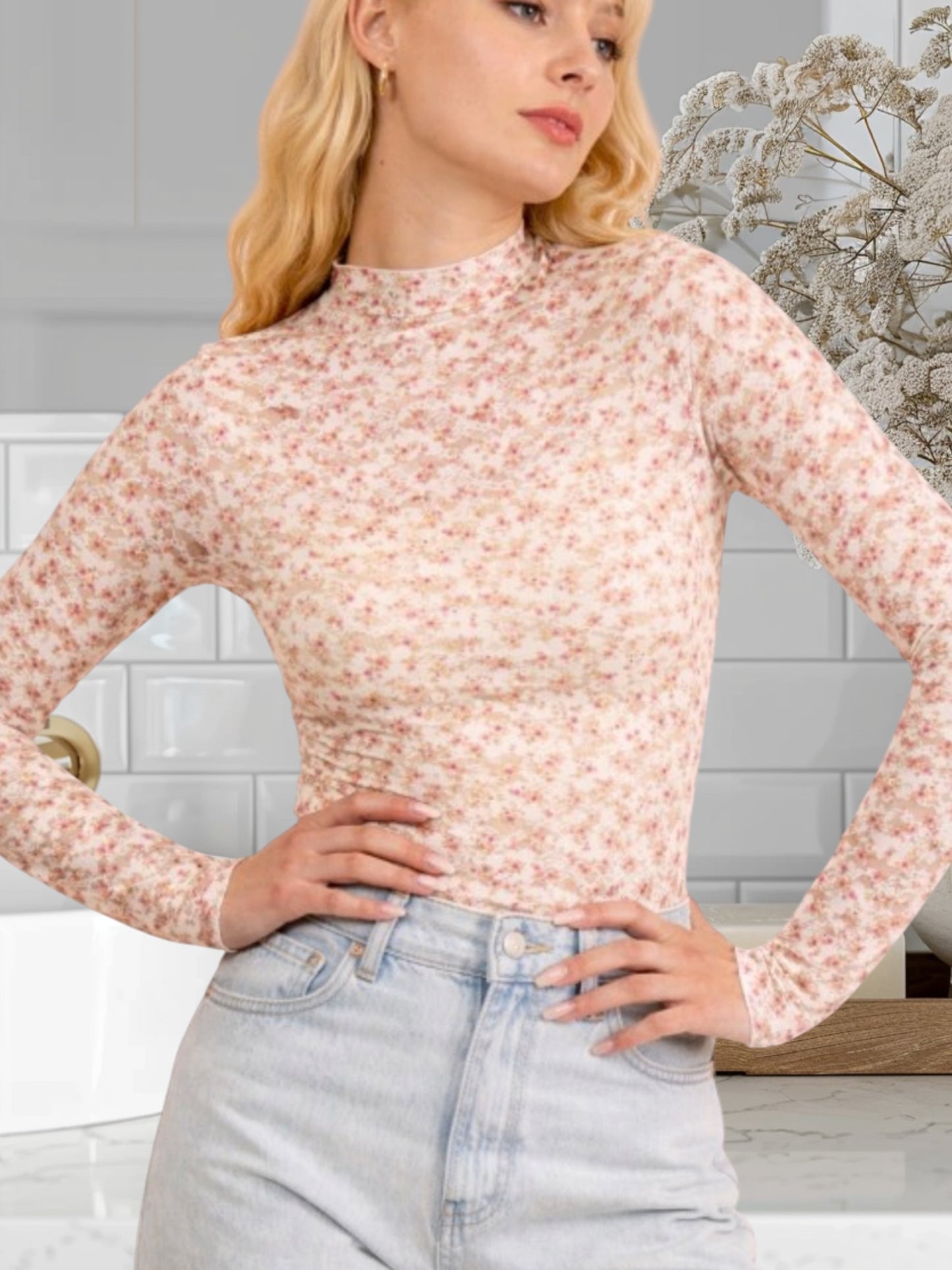 Pink Blossom Mesh Top