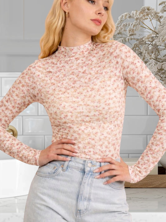Pink Blossom Mesh Top