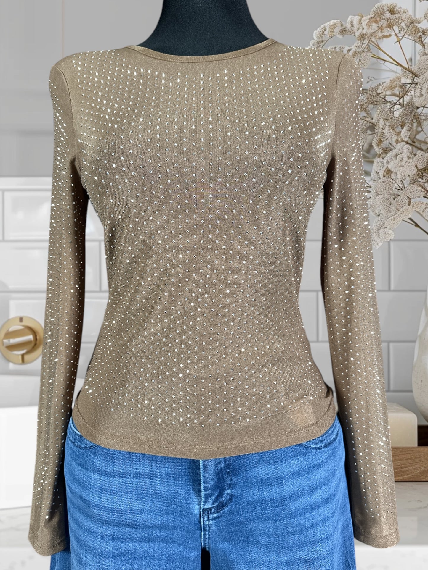 Mesh Top W/Rhinestones