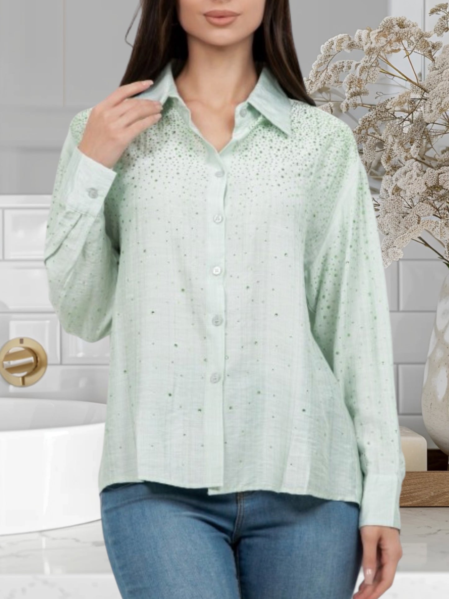 Tasha Blouses with Rhinestones